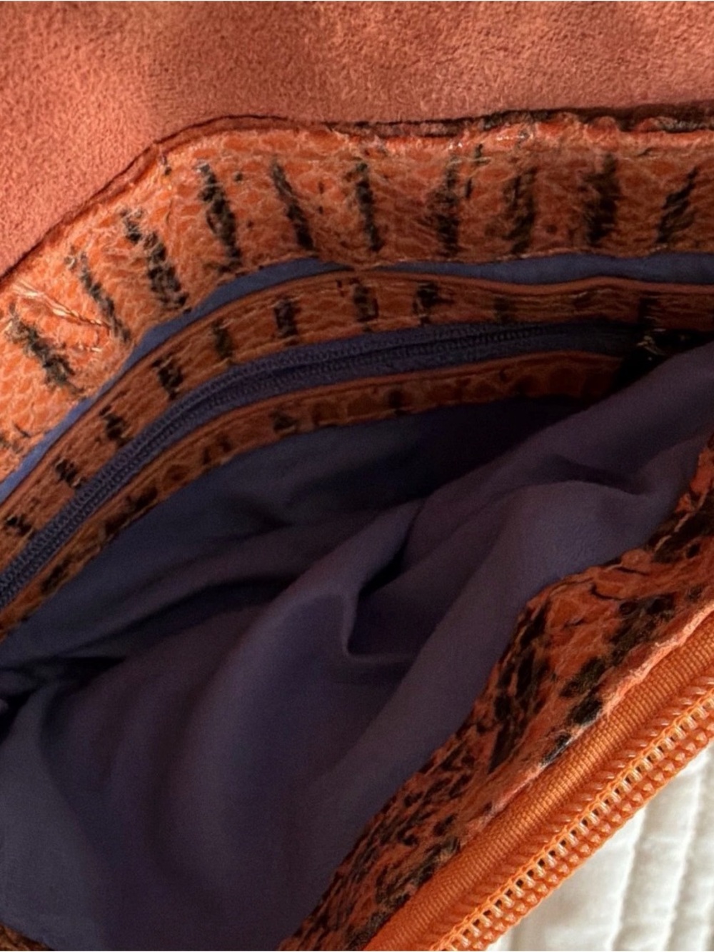 Y2K Orange Python-Print Crossbody Bag - Picture 3 of 3